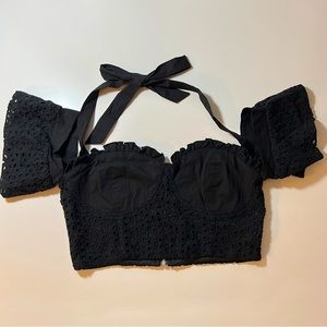 boohoo tie neck mock bustier top